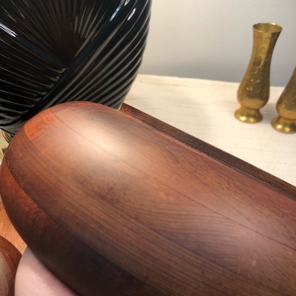 Vintage Baribocraft Wooden Salad Bowl Set with Fork and Spoon Dining 7 Piece Set - Picture 4 of 10